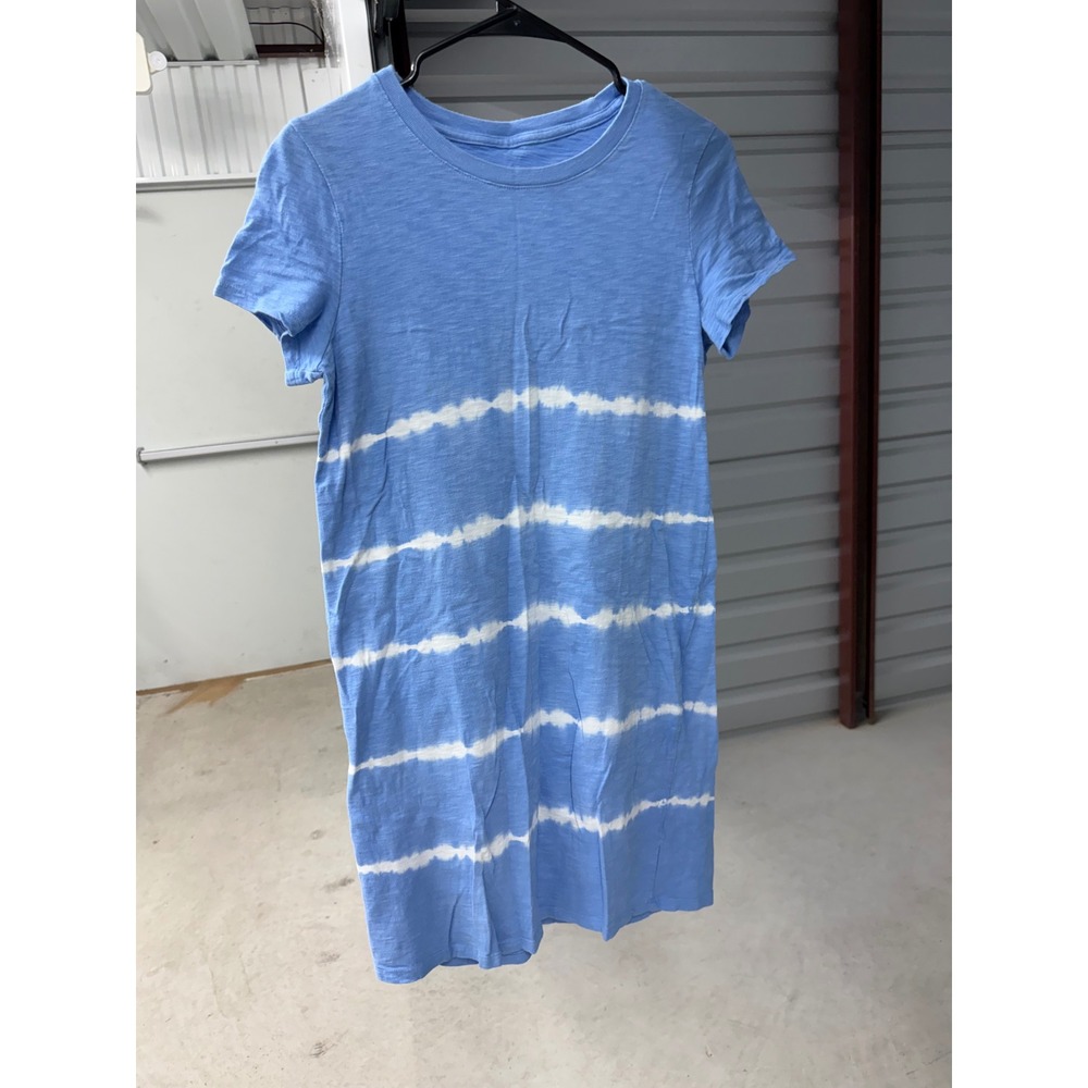 Universal Thread Blue Tie Dye Stripe Slub Cotton T-Shirt Mini Dress XS